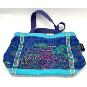 Vtg. Laurel Burch Mini Tote Indigo Cats